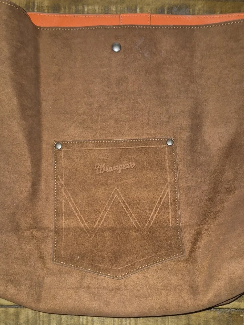 Sale NWOT Wrangler Brown Suede HOBO Bag With Orange Strap Lining